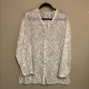 ZOZO Button Up Women’s Abstract Cotton/Silk Blend XL Blouse Arty Lagenlook